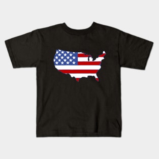 USA Map Flag Patriotic America Kids T-Shirt